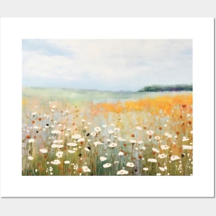 White Flower Fields Landscape Posters and Art